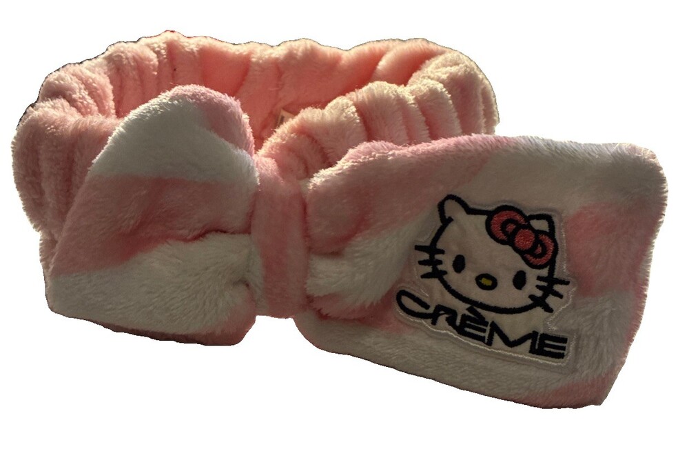 Hello Kitty Creme pink plush Spa beauty skincare routine headband